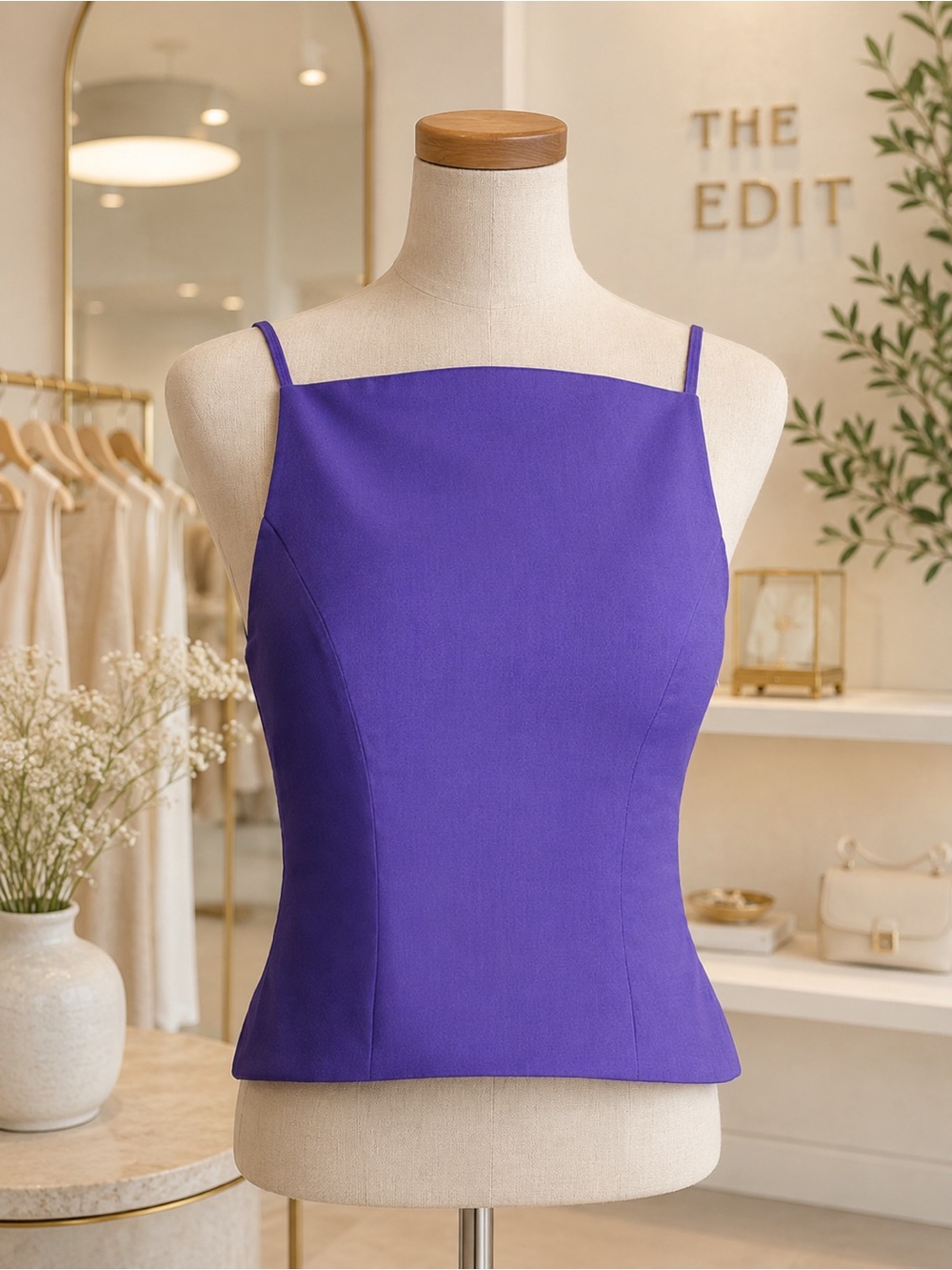 NWT Naked Wardrobe Square Neck Crop Camisole Purple Violet Size Medium